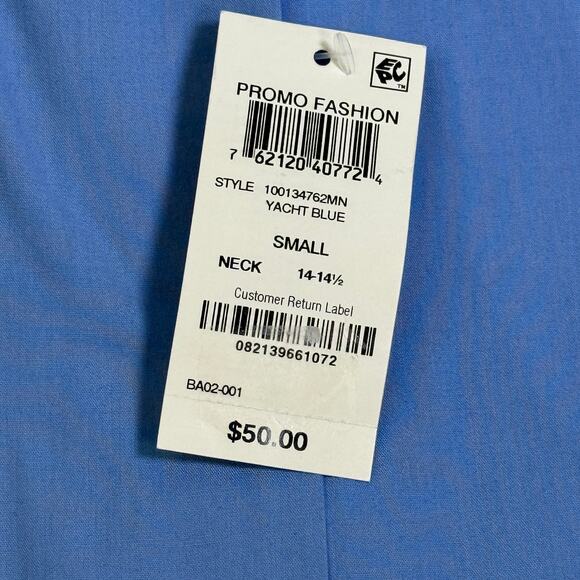 Club Room Men's Regular Fit Solid Dress Shirt, Yacht Blue small 14.5 neck $50 - Picture 5 of 7